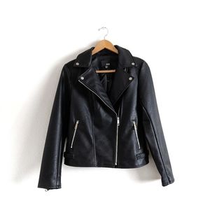 a.n.a Black Faux Leather Moto Jacket